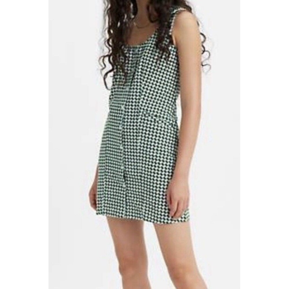 Levi’s Frankie Green Houndstooth Button Up Dress For Women, Size XS